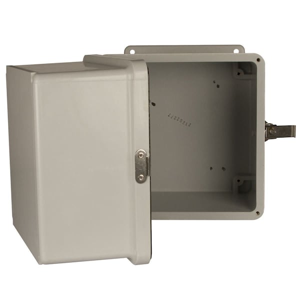 Padlockable Latch Electrical Enclosures, 10 in H, 8 in D, 8 in W, 4X, Fiberglass